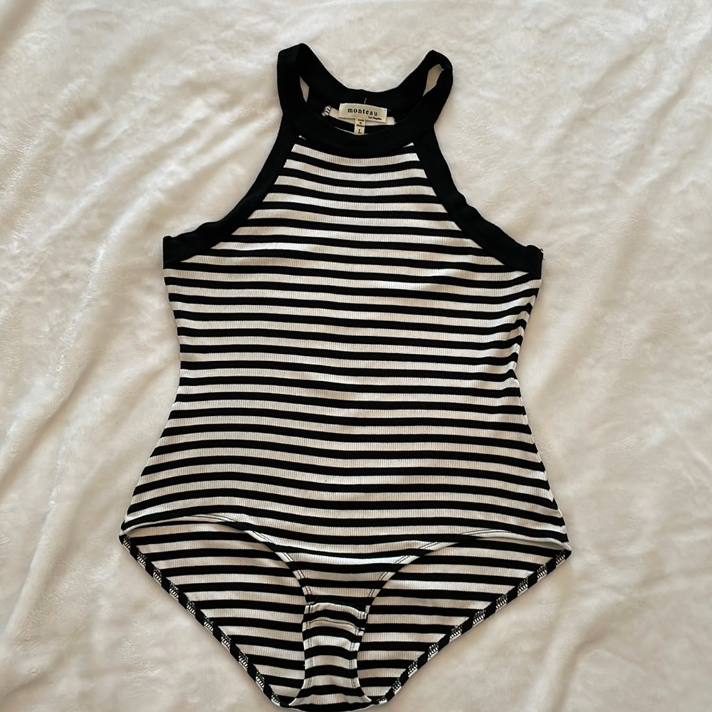 Blacks be white striped bodysuit